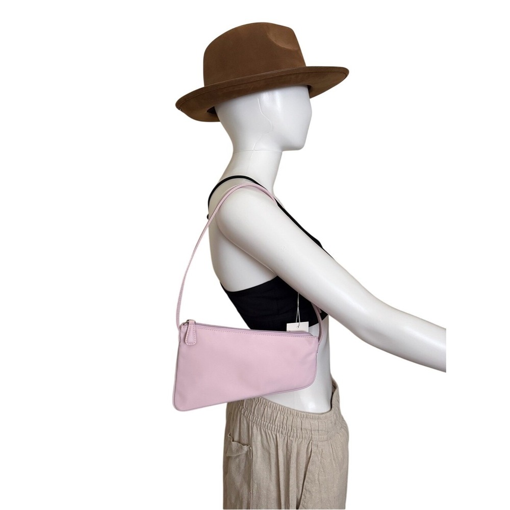 Aupen Asymmetrical Mini Pochette Lilac Nylon Shoulder Bag Purse